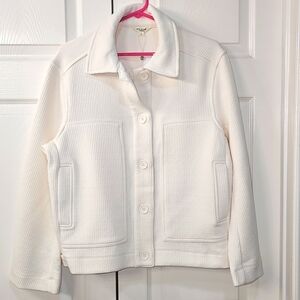 MAX STUDIO New Ribbed Crop Shirt Front Button Thick Jacket XL & L Ecru